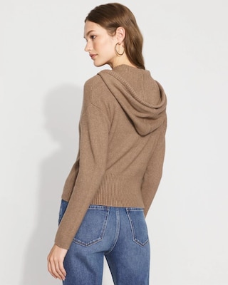 Rib Knit Zip Hooded Sweater Jacket click to view larger image.