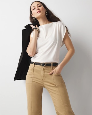Satin Petal Sleeve Blouse click to view larger image.