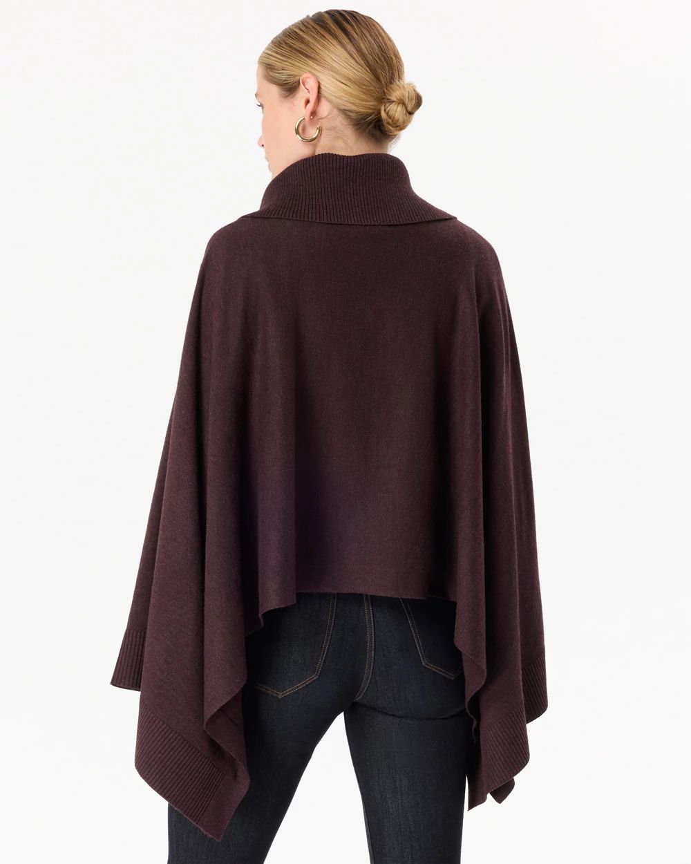 Split Neck Sweater Poncho click to view larger image.