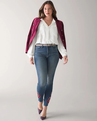 High-Rise Rose Embroidered Skinny Jean