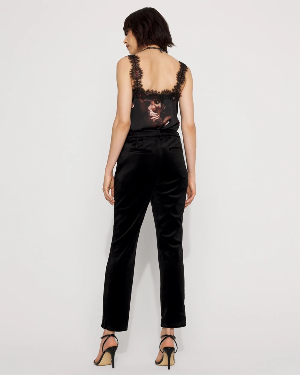White House Black Market Petite Velvet Slim Ankle Pants In Black