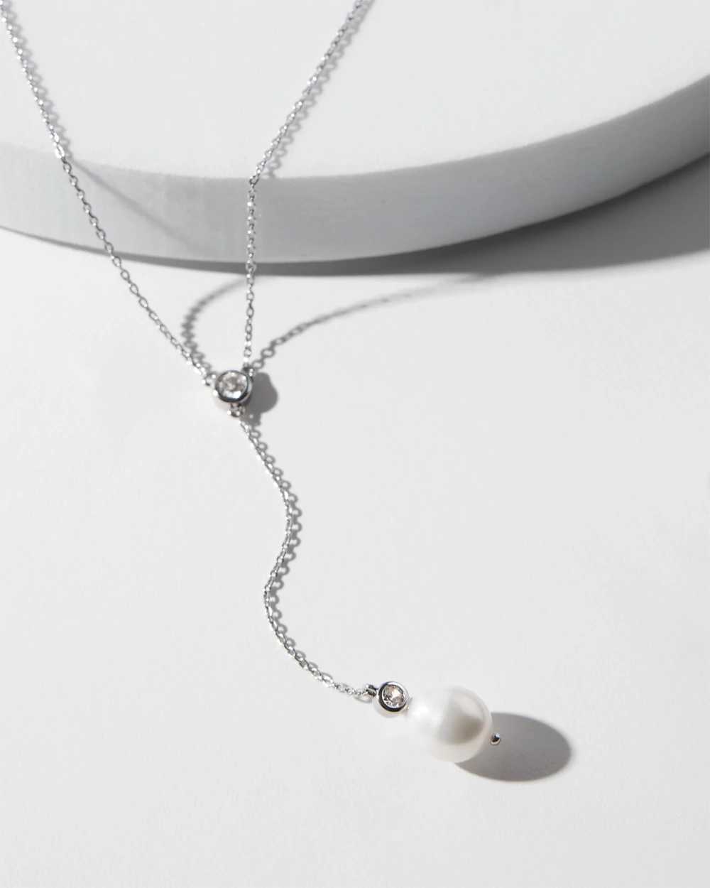 Silver Fresh Water Pearl Drop Necklace click to view larger image.