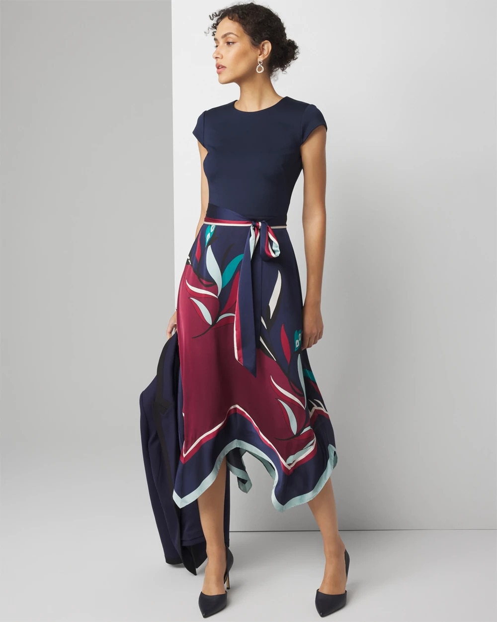 Handkerchief-Hem Midi Dress