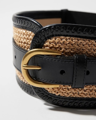 Raffia & Leather Belt click to view larger image.