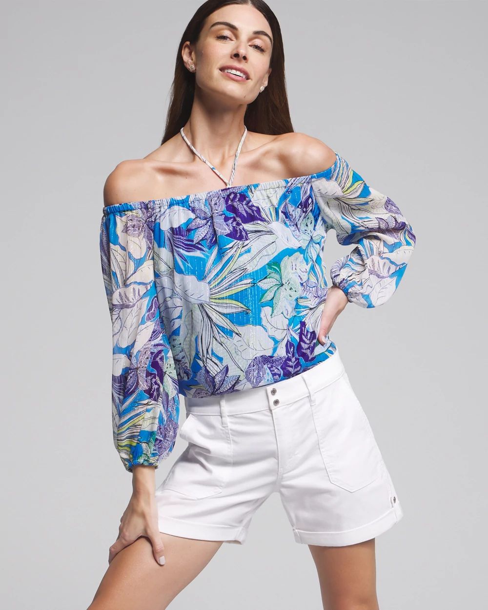 Outlet WHBM Tie-Neck Off-The-Shoulder Blouse