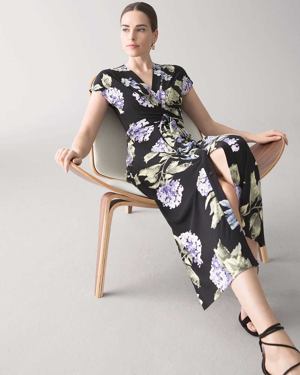 Button front wrap dress outlet
