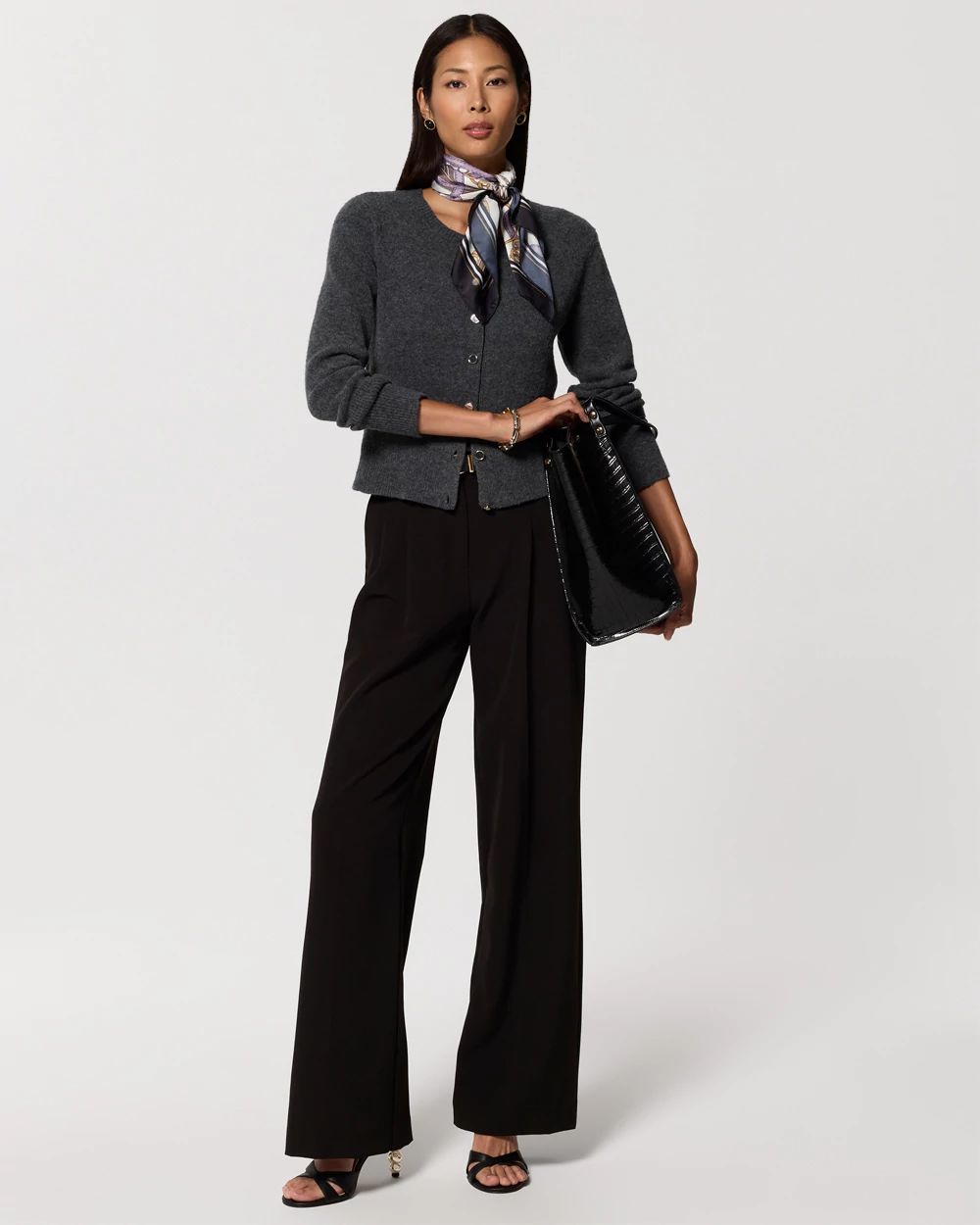 Button-Front Long Sleeve Cardigan click to view larger image.