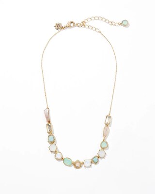 Gold Pave Stone Single Strand Necklace