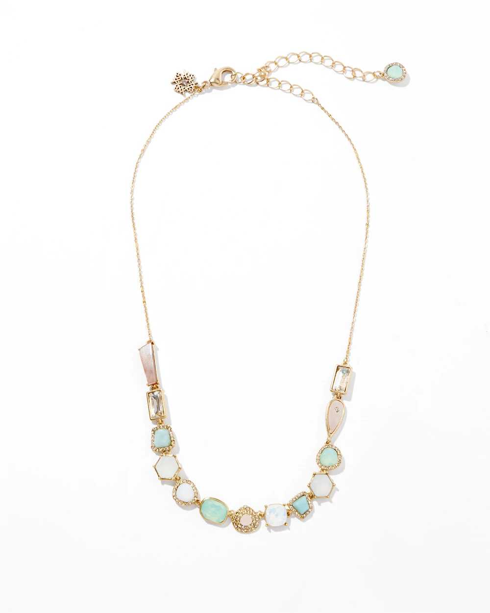 Gold Pave Stone Single Strand Necklace click to view larger image.