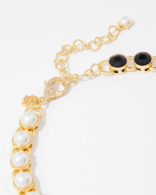 Gold Black Pearl Short Necklace