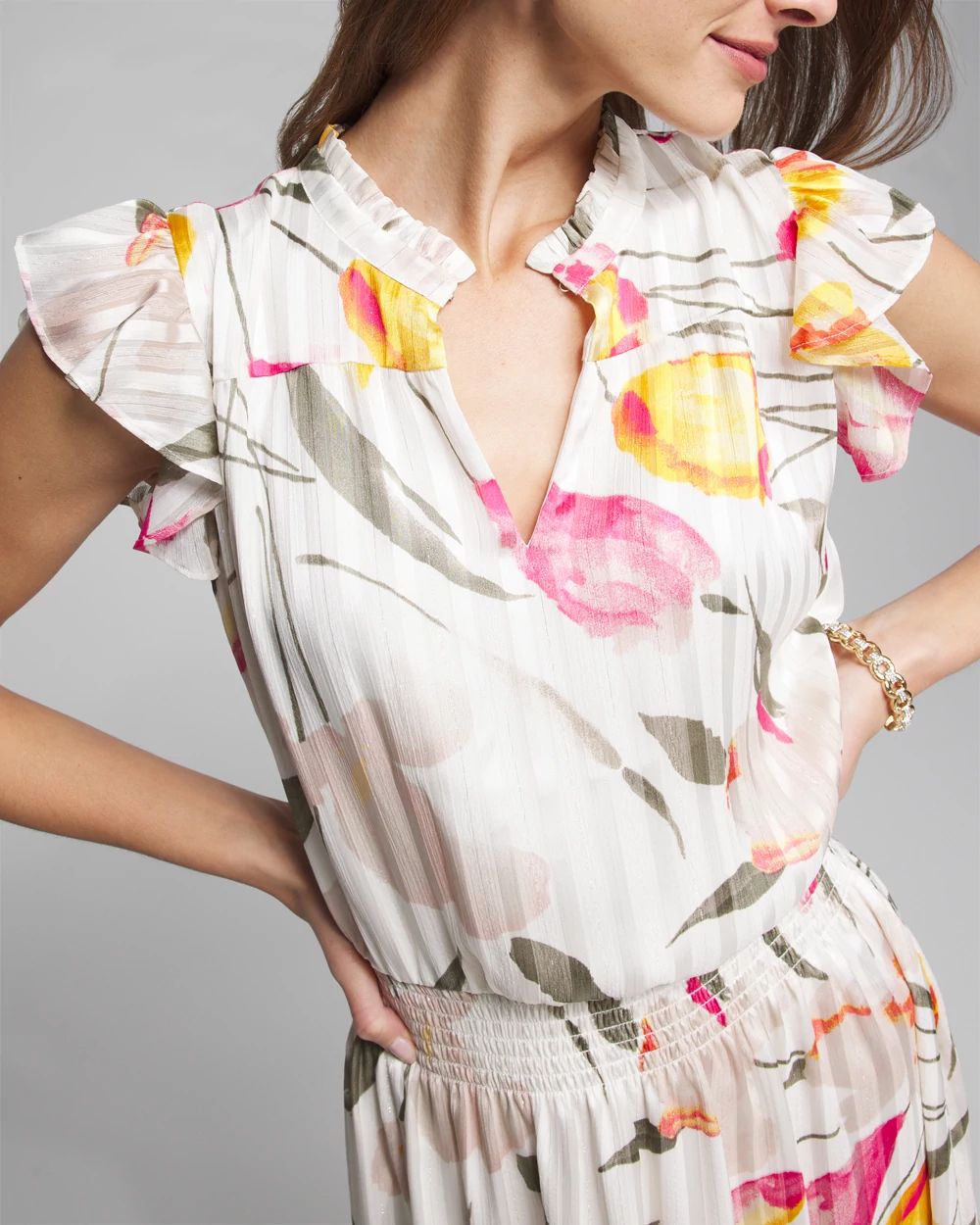 Outlet WHBM Smocked Waist Midi Dress
