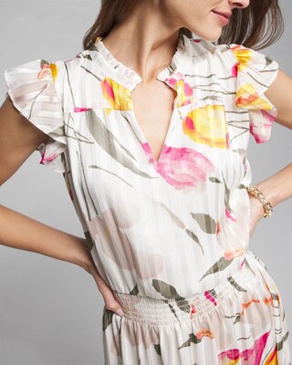 Outlet WHBM Smocked Waist Midi Dress