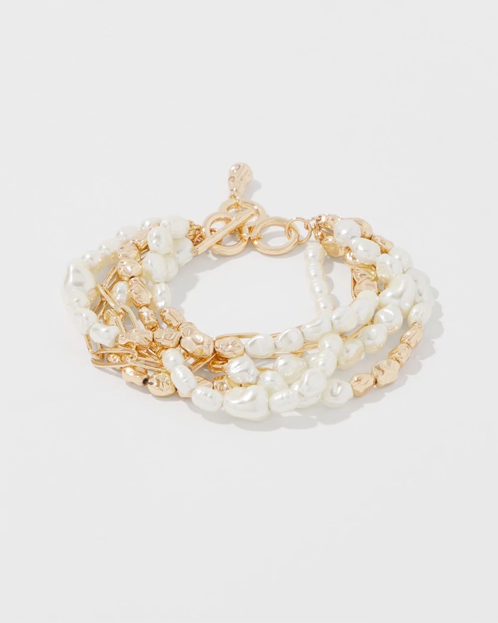 Gold + Pearl Multiple Strand Bracelet
