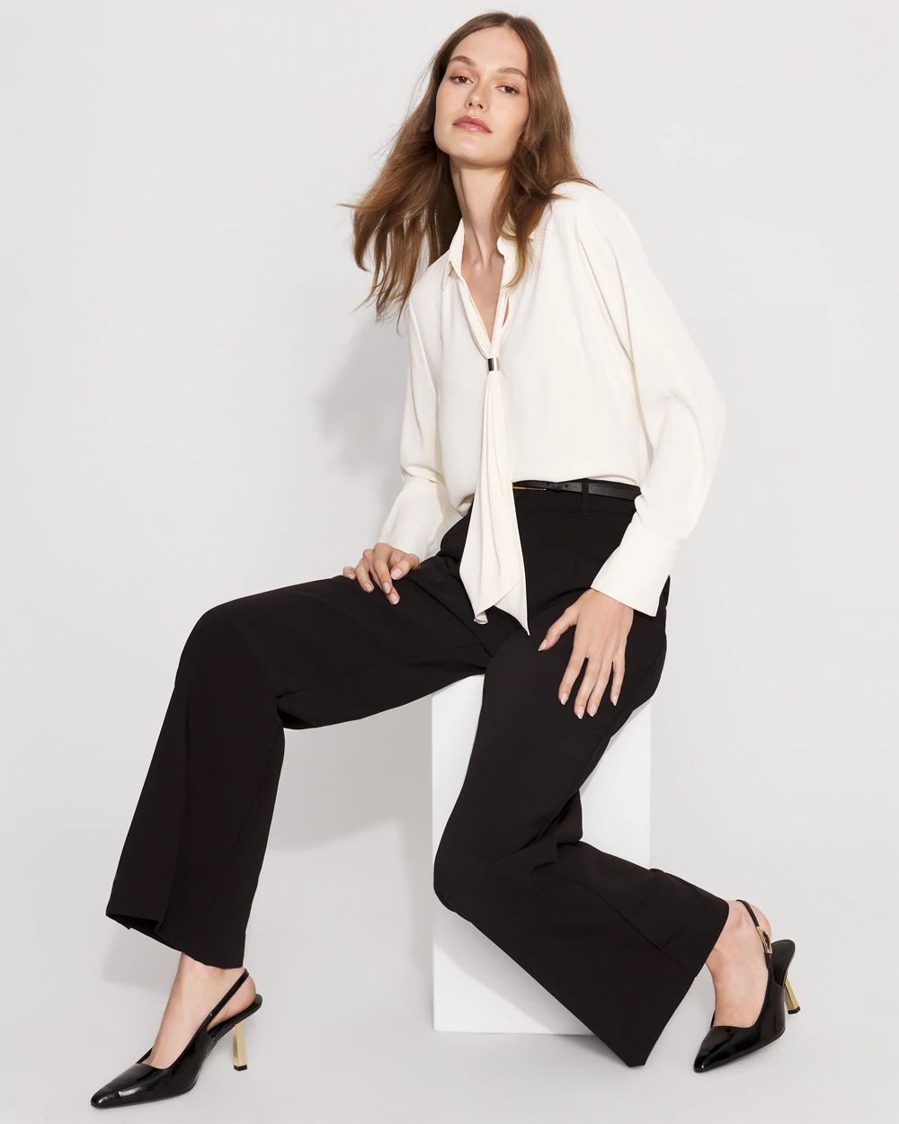 Tie-Detail Crepe Blouse click to view larger image.