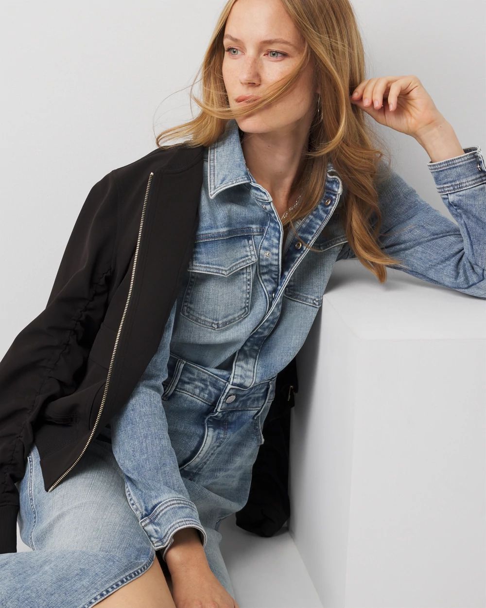 Petite Denim Midi Dress