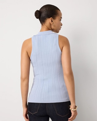 Half Zip Rib Halter Sweater Tank click to view larger image.
