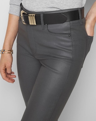 High Rise Coated Bootcut Jeans click to view larger image.