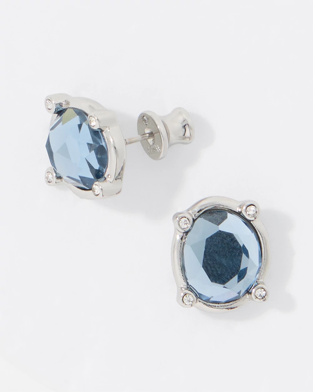 Denim Blue Glass Stone Stud Earrings - image 3