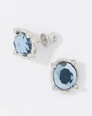 Denim Blue Glass Stone Stud Earrings click to view larger image.