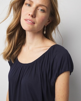 Shirred Scoop Neck Top click to view larger image.