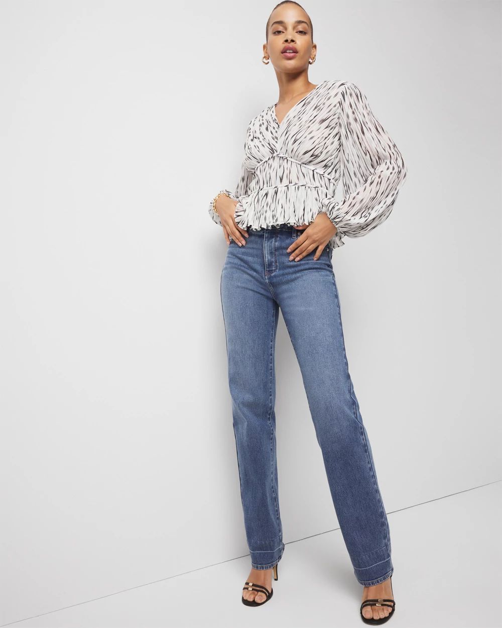 Petite Ikat Pleated Peplum Blouse