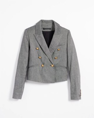 Cropped Linen-Blend Studio Blazer