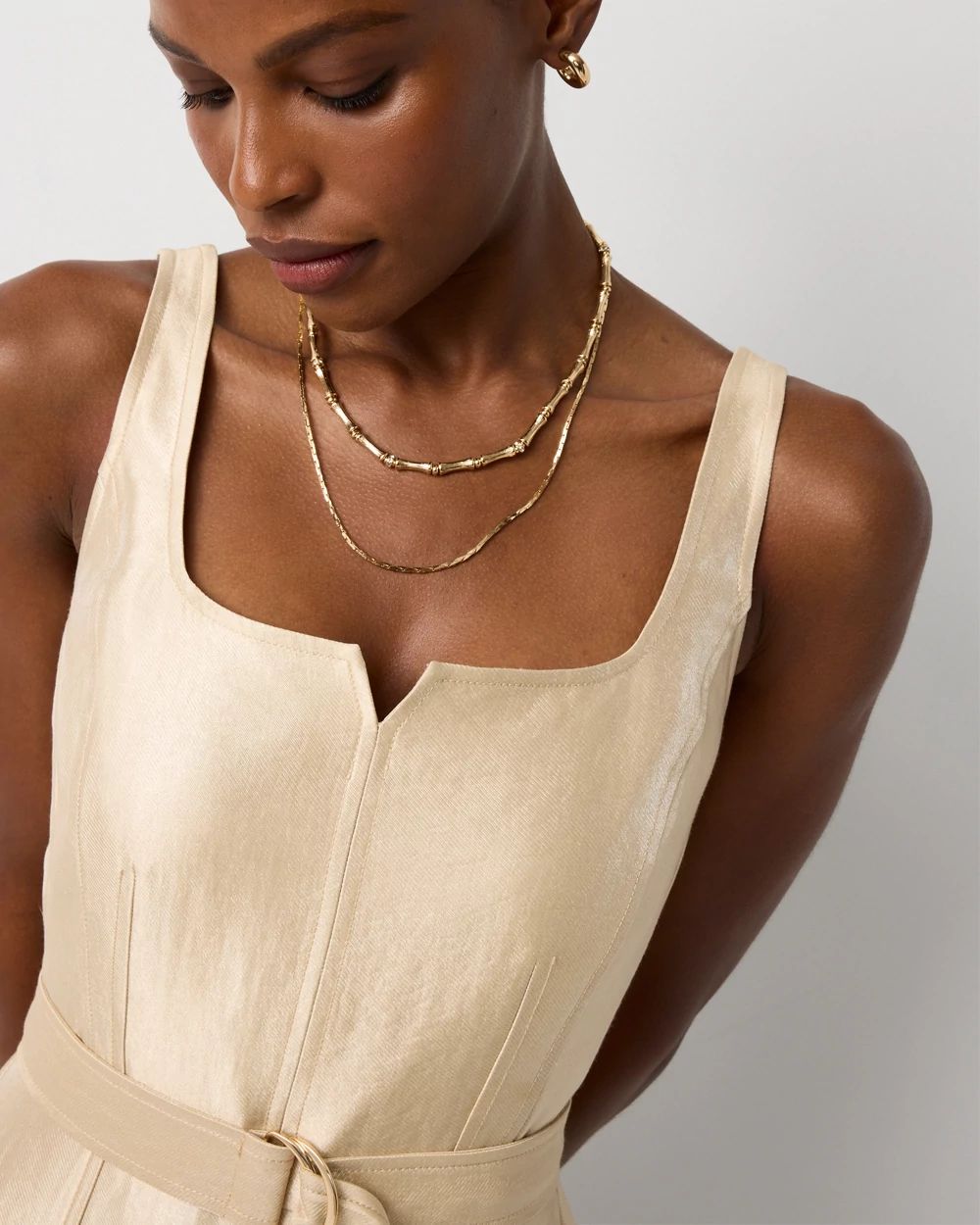 Fit + Flare Notch Neck Midi Dress click to view larger image.
