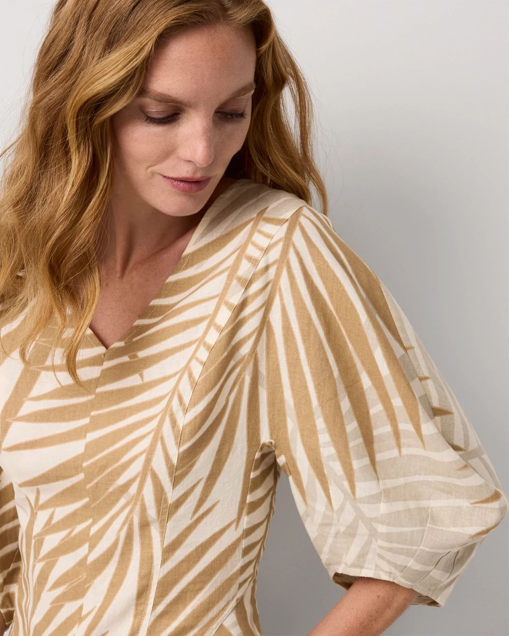 Petite Linen-Blend V-neck Blouse