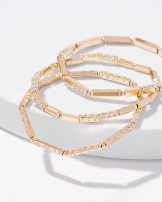 Golden Pavé Stretch Bracelet click to view larger image.