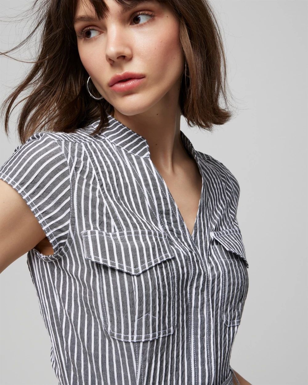 Seersucker Utility Midi Dress