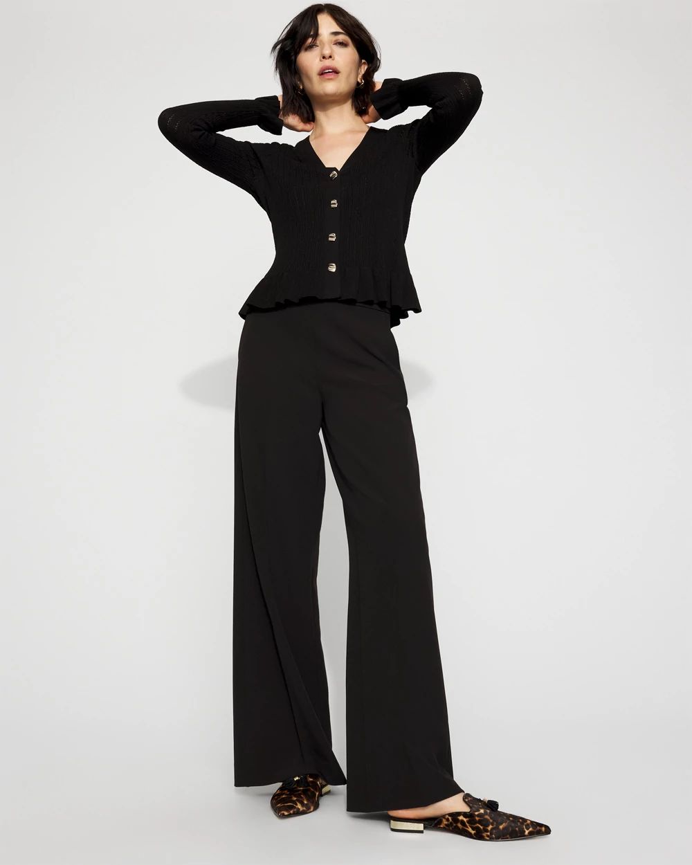 High-Rise Flat-Front Wide-Leg Pant