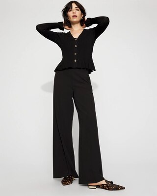 High-Rise Flat-Front Wide-Leg Pant