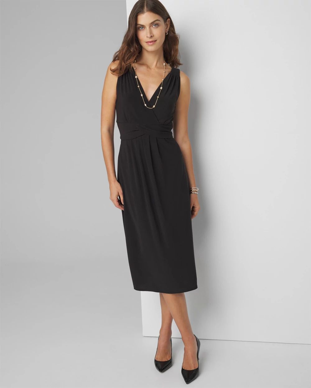 Sleeveless V-Neck Midi Dress