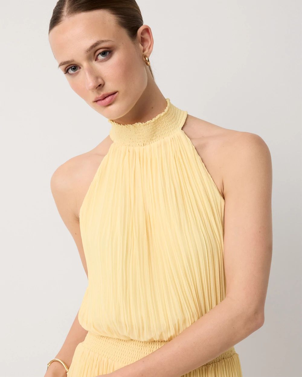 Pleated Halter Maxi Dress