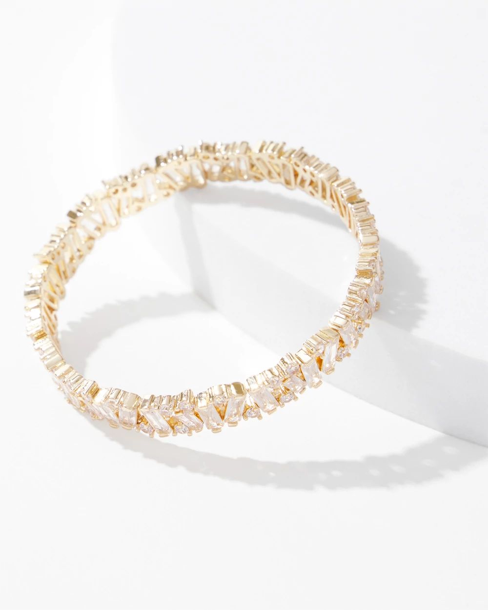 Gold Crystal Baguette Stretch Bracelet click to view larger image.