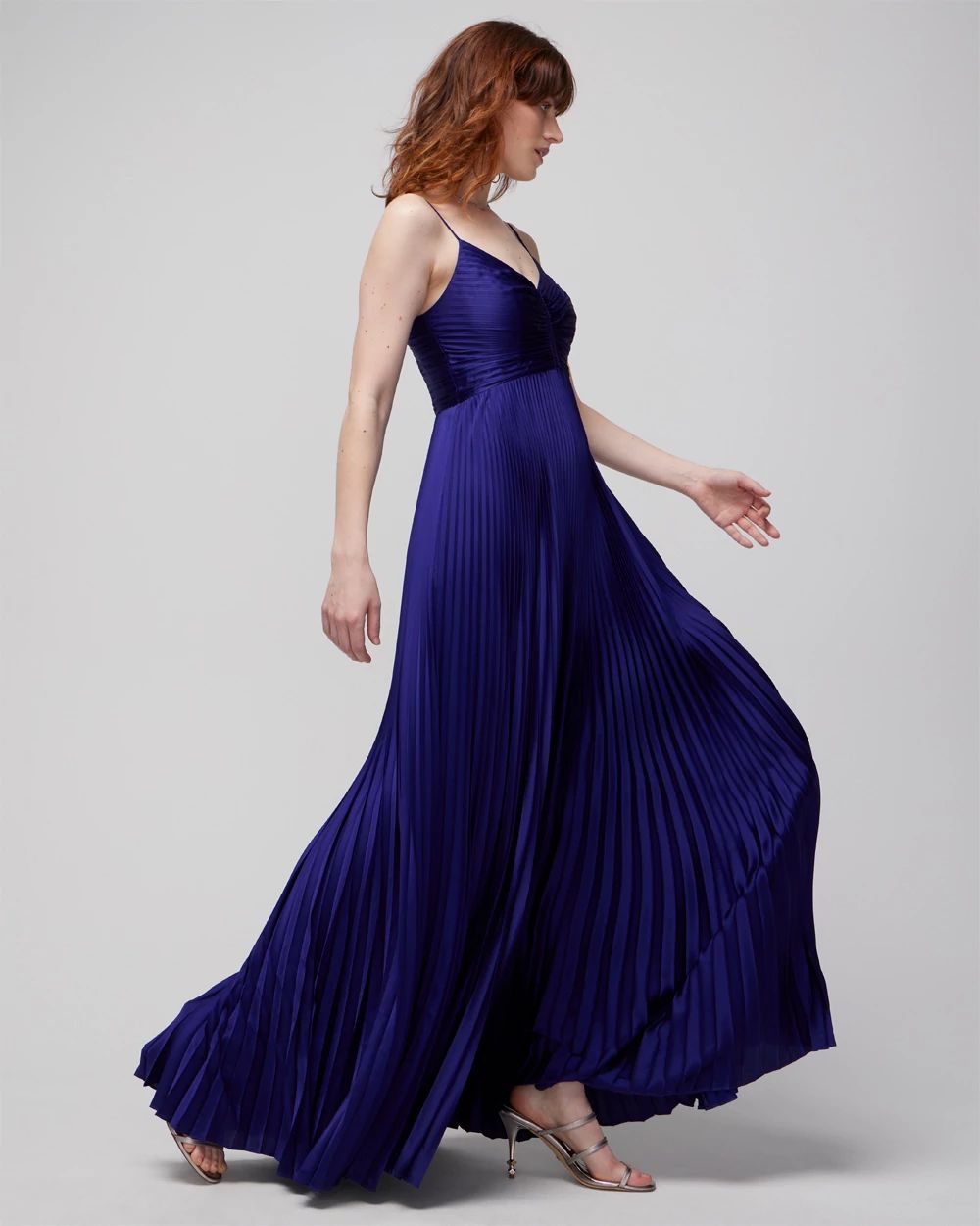 Satin Pleated Maxi Dress