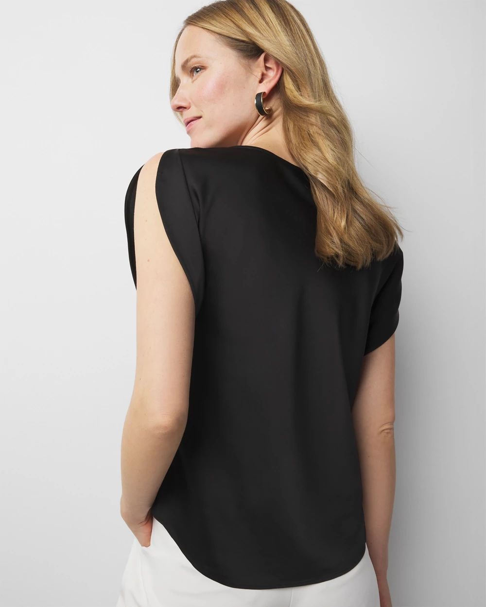 Satin Petal Sleeve Blouse click to view larger image.