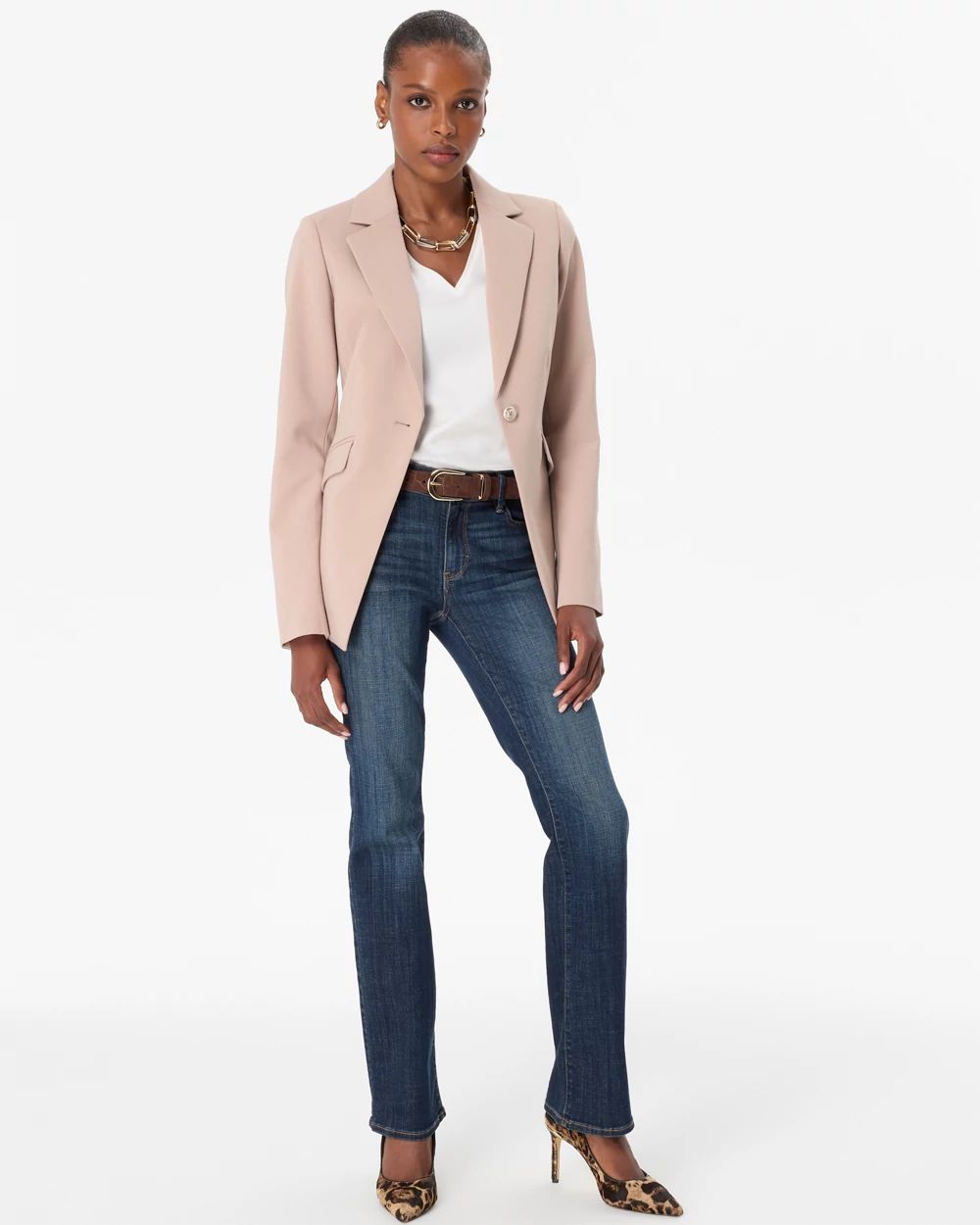 WHBM® Luxe Stretch One-Button Blazer click to view larger image.