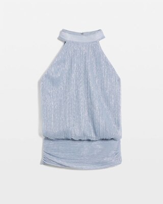 Metallic Mockneck Halter Top