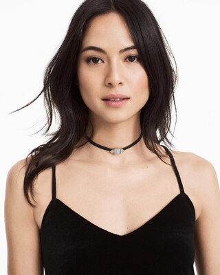 Blue Lace Agate Tassel Choker Necklace