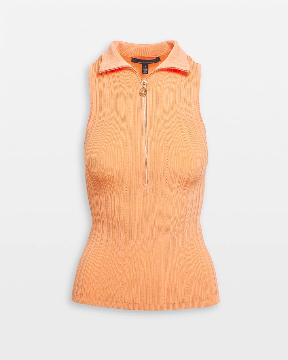 Half Zip Rib Halter Sweater Tank click to view larger image.