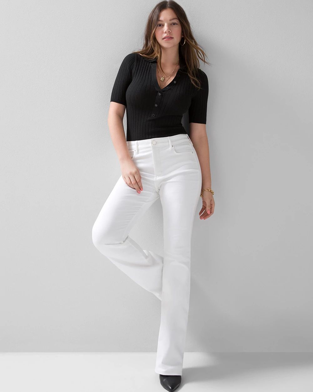 HIGH RISE SKINNY FLARE - DARK DENIM