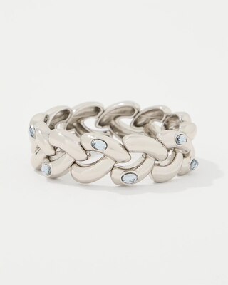 Blue Denim Glass Stone Stretch Bracelet
