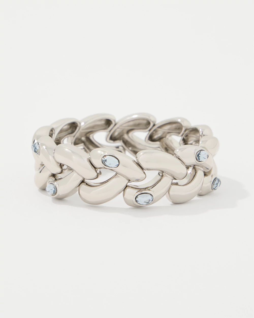 Blue Denim Glass Stone Stretch Bracelet