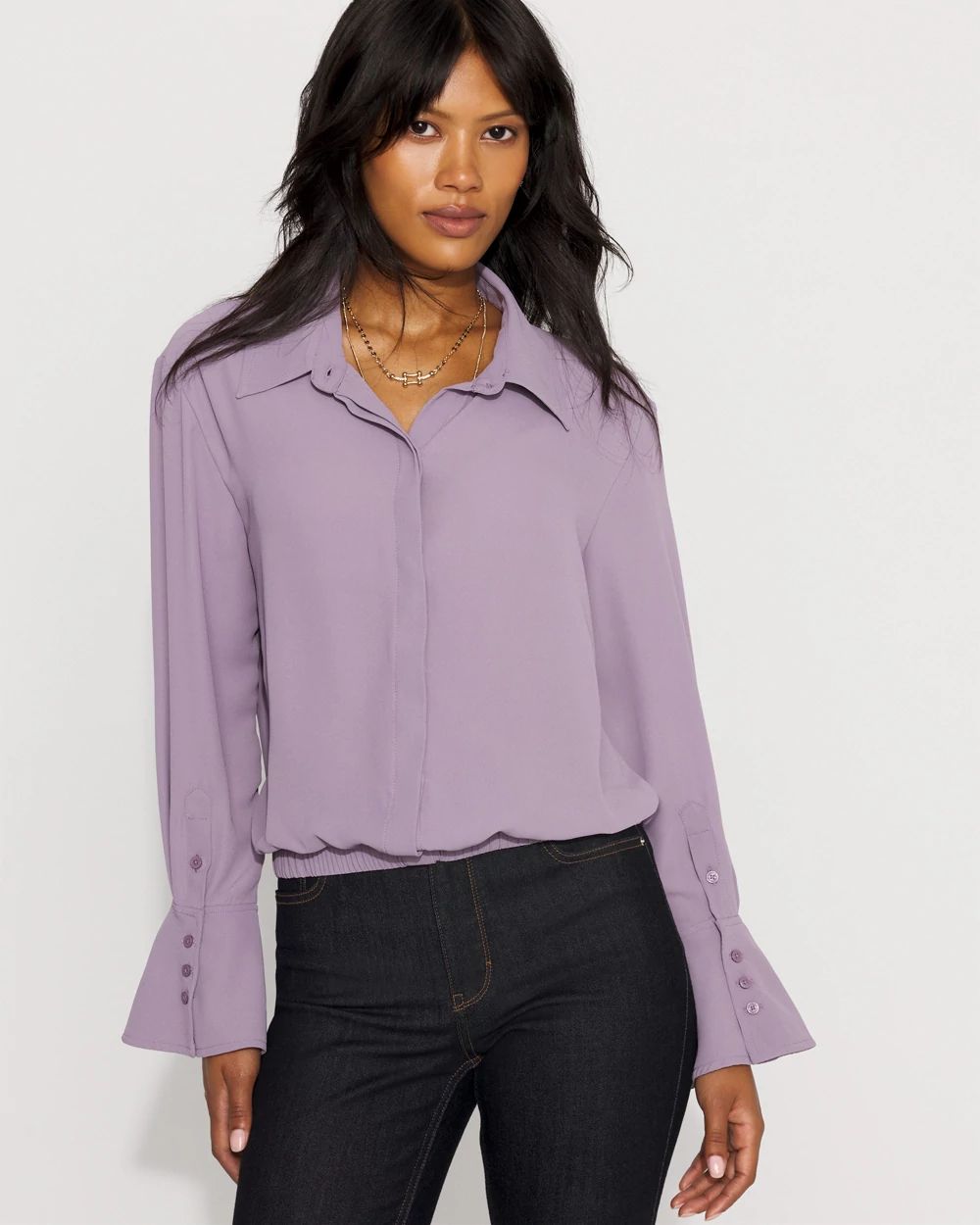 Long-Sleeve Flare Cuff Shirt