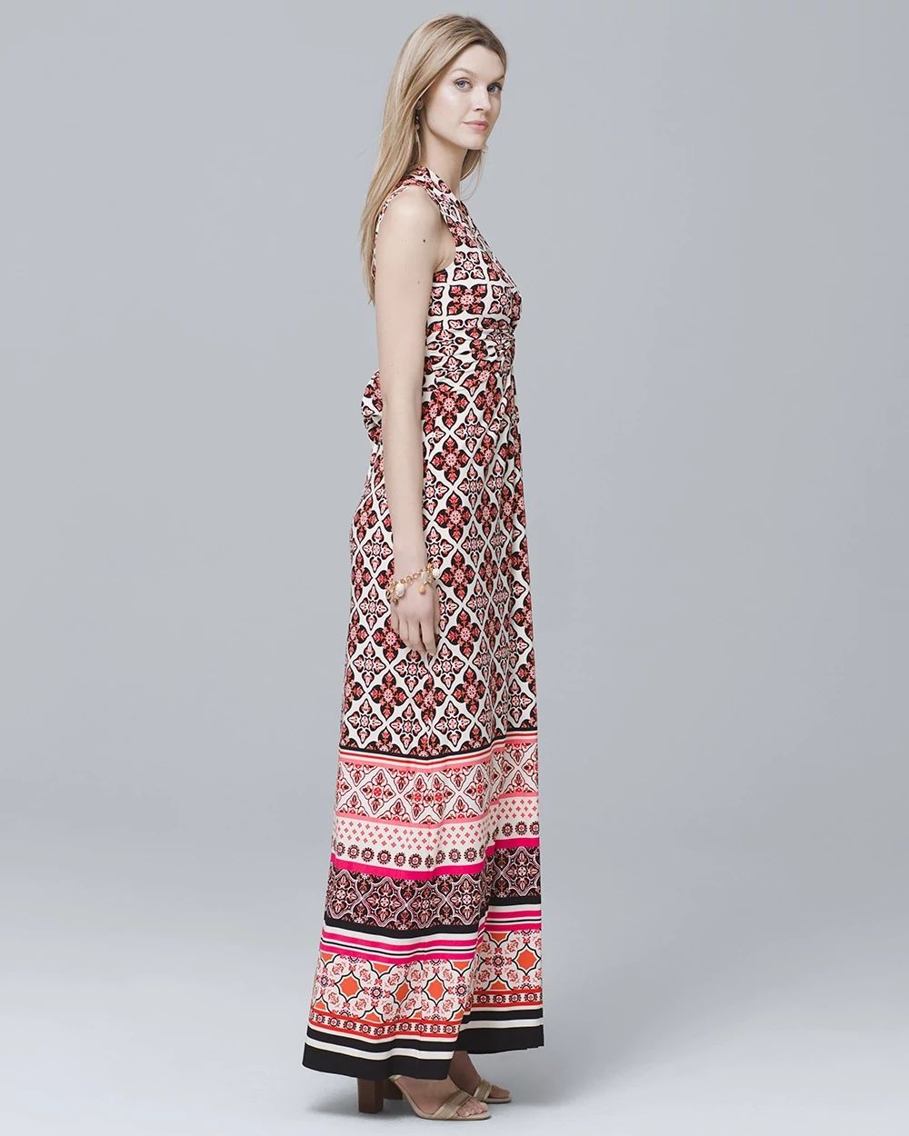 Twist-Detail Printed Knit Maxi Dress