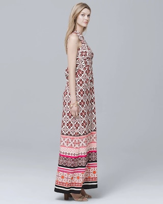 Twist-Detail Printed Knit Maxi Dress