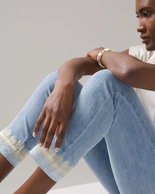 Mid-Rise Everyday Soft Denim™ Embroidered Slim Crops