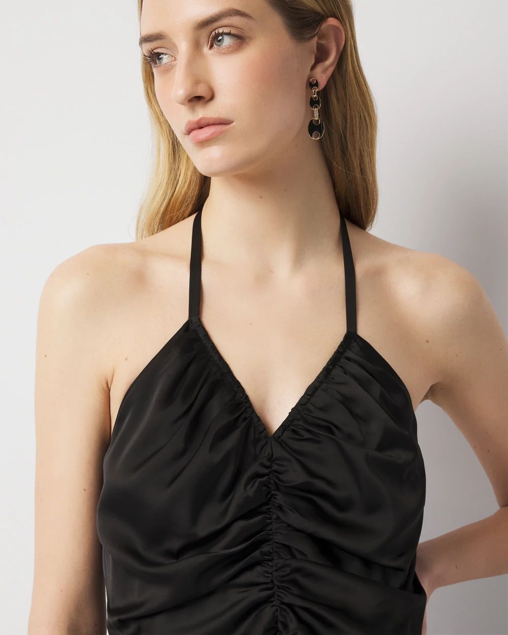 Petite Satin Halter Maxi Dress