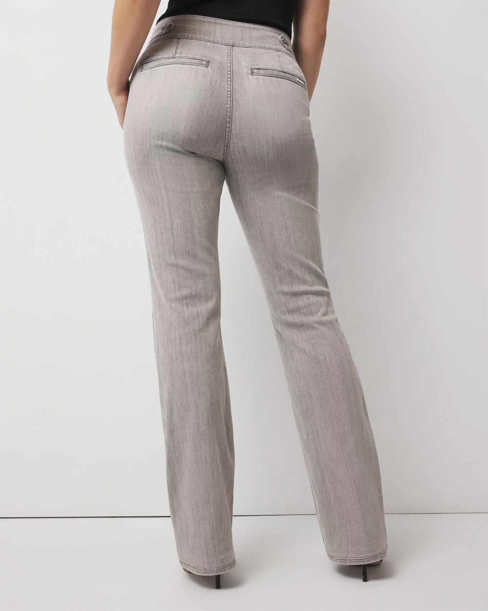 Curvy Extra High-Rise Novelty Button Bootcut Jeans